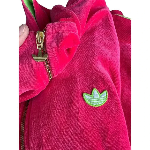 Adidas Women's Pink Velour Velvet Track Super Soft Jacket & Trouser Set Size L - Picture 4 of 15